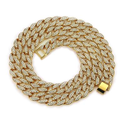 China Factory Wholesale Hiphop Cuba Hip Hop Rap Women Accessories Simple Chain Necklace Diamond Gold Necklace for sale