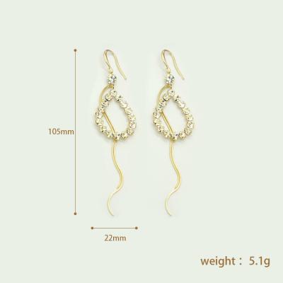 China 2021 Trendy Elegant Luxury Gold Plated Zircon Dangle Jewelry Teardrop Hook Earrings For Women for sale