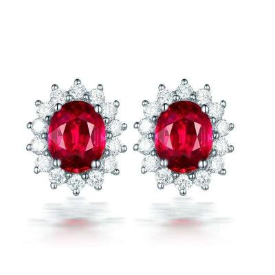 China New Hot CLASSIC Zircon Diamond Rose Ruby Earrings High Quality Simple Crystal Fashion Fashion Jewelry for sale