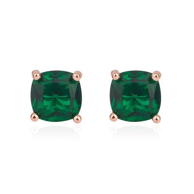 China Fashion Hypoallergenic Diamond Emerald Earrings Stud Female Temperament Zircon Earrings Simple Hot Sale CLASSIC for sale