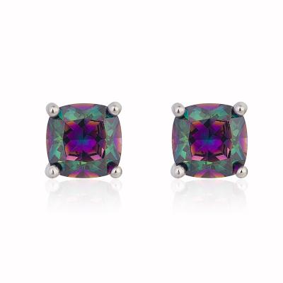 China CLASSIC hot simple jewelry colorful Zircon stone earrings female European and American Pan Retro Pink Diamond Square style earrings for sale