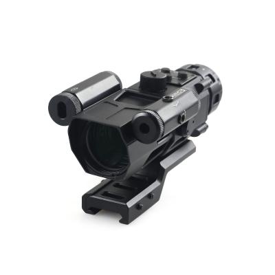 China 4x Magnification Aluminium Alloy Prismatic Scope with Red Laser Hunting Essential for sale