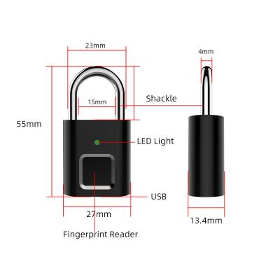 China USB Thumbprint Door Lock Fingerprint Smart Biometric Rechargeable Smart Padlock USB Keyless Quick Open Door Lock Fingerprint for sale