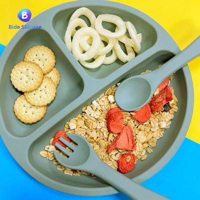 China Viable Wholesale Custom Bpa Silicone Free Logo Package Toddler Dishes Plates Set Kids Non-Slip Dishes For Feeding for sale