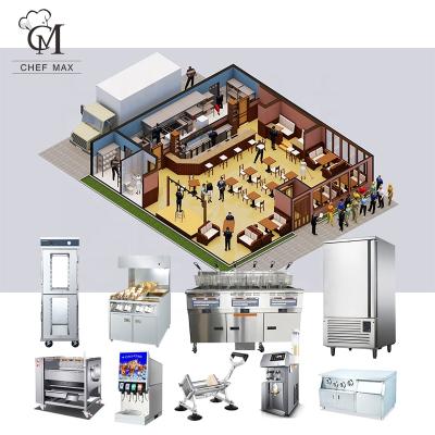 China Residential Garden Area Hotel Kitchen Chain Smart Rinsing Robot Residential Restaurant Pre Catering Custom Steel Kitchen Equipment for sale