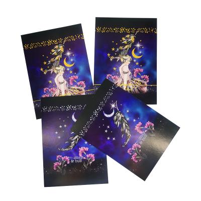 China Decorative Sticker Holographic Postcard Printing Gold Foil Postcard Custom for sale