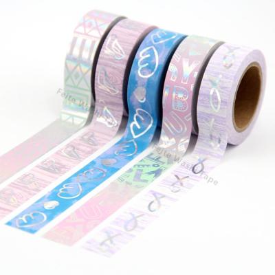 China Waterproof foil holographic washi printed washi paper tape custom decorative masking tape for sale