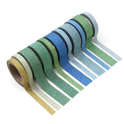 China Waterproof Custom 12 Roll Craft Stationery Glitter Washi Tape Solid Colors Supplier for sale