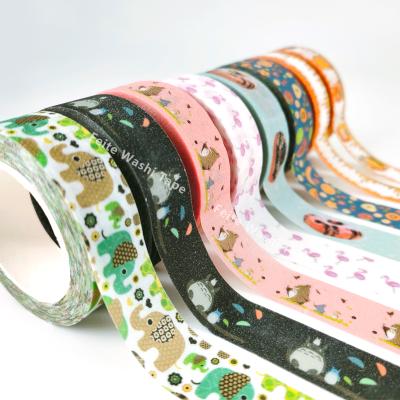 China Beautiful Waterproof Gold Foil Rice Paper Custom Make Glitter Washi Tape Set for sale