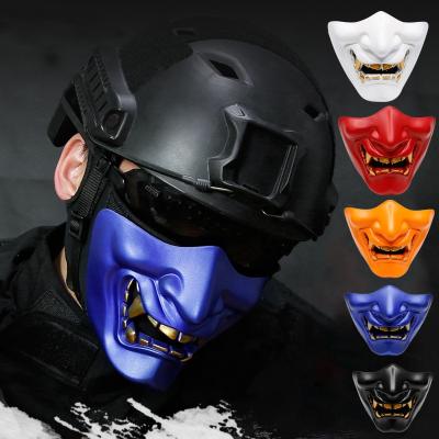 China Neutral/Male and Female Paintball Prajna Military Tactical Half Face Mask Airsoft COS Hannya Horror Skull Halloween Hunting Half Face Masks for sale