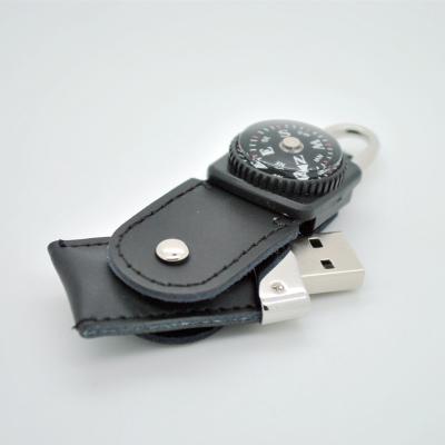 China M-LG23 Compass Shape Leather USB Flash Drive Custom Shape for sale