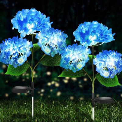 China Waterproof Solar Garden Decorative Lights for Patio Yard Hydrangea Artificial Lawn Garden Stake Solar Flower Lights for sale