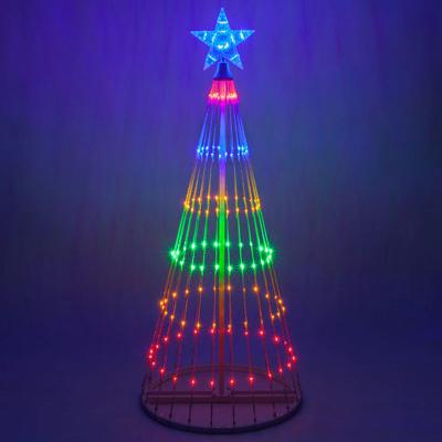 China Smart Remote Waterproof Christmas Tree Light Holiday String Light App Control Solar Christmas Light 5ft 6ft RGB Flagpole Lamp for sale