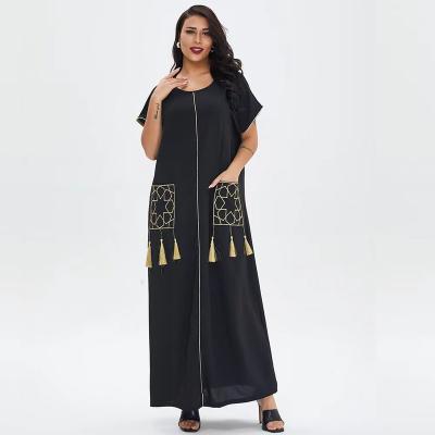 China 2022 Breathable Summer Short Sleeve Abaya Muslim Long Dresses Plus Size Fashion Women Muslim Dress for sale