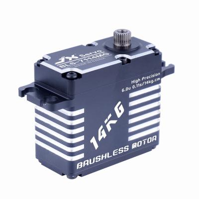 China RC Hobby JX BLS-7114MG High Precision 14KG Full Servo Steel Gear Aluminum CNC Shell Structure Digital Brushless Standard for sale