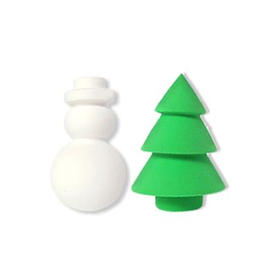 China High Quality Non Toxic Latex Non Make Up Sponge Amazon Holiday Set 2019 Christmas Tree And Snowman Make Up Makeup Sponge for sale