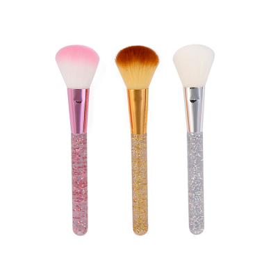 China Flat Brush Amazon Best Selling Cosmetics Glitter Rose Gold Transparent Powder Base Beauty Tool Simple Makeup Brush for sale