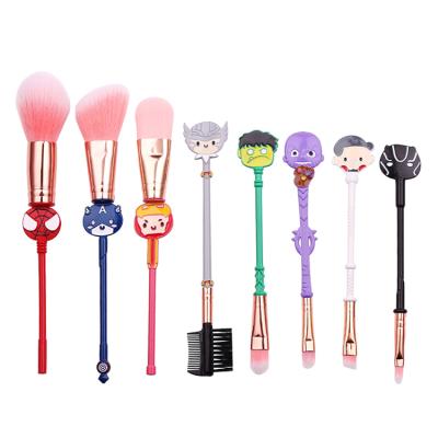 China Angular Blush 2020 New Edition American Hero Marvel Cosmetic Brush Metal Handle 8pcs Beauty Tool Makeup Set Brush for sale