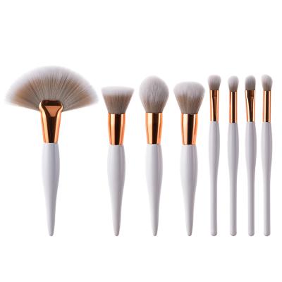 China Angular Blush High Quality Professional Cosmetic Brushes White Handle 8pcs Beauty Tool Makeup Set Brush for sale