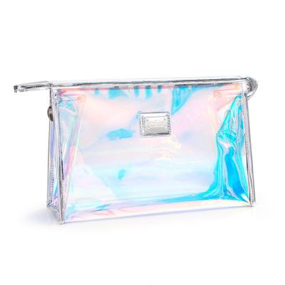 China Fashion Good Quality PVC Cosmetic Case Laser Gradient Glitter Portable Waterproof Travel Makeup Brush Storage Beauty Bag for sale