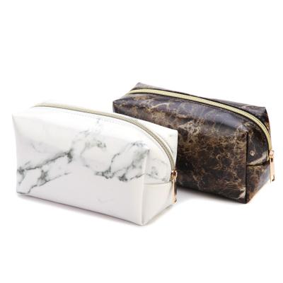 China Normcore/Minimalist Amazone Color Zipper Makeup Brush Travel Case Storage Portable White Marble Cosmetic Bag for sale