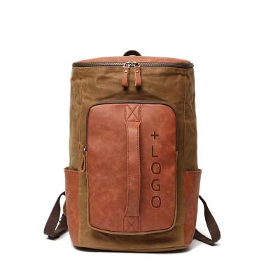 China Multifunctional Large Capacity Leather Canvas Hiking Rucksack Vintage Canvas Rucksack For Travel for sale