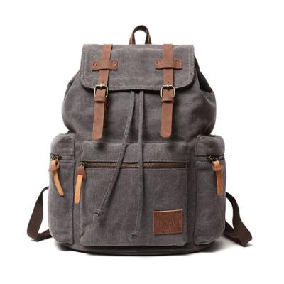 China 2020 Retro Multifunctional Outdoor Canvas Backpack Travel Drawstring Bag Men Women Backpack for sale