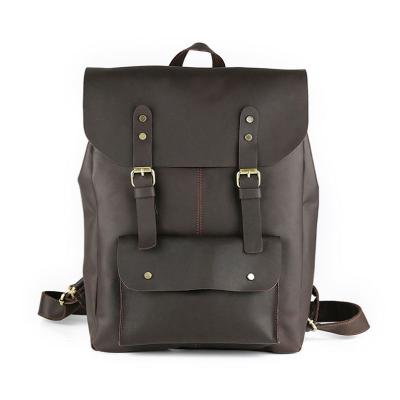 China 2020 Genuine Leather Bag Manufacturer Black Vintage Leather Multifunctional Backpack Bag for sale