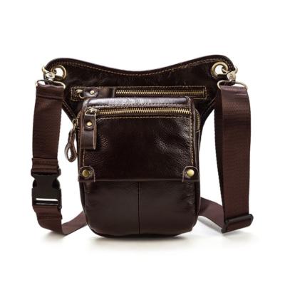 China Durable Waist Bag Men Vintage Brown Leather Belt Pouch Drop Leg Bag Thigh Bag for sale