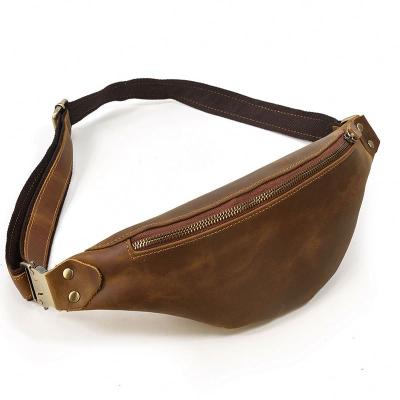 China Vintage Durable Wholesale Genuine Leather Waist Bag Men Waist Bag Genuine Fanny Pack Bag for sale