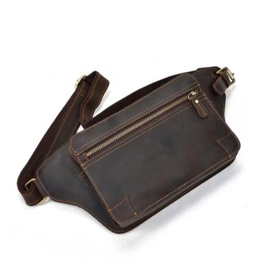 China Durable Brown Waist Bag Waist Bag Genuine Leather Waist Bag Genuine Leather Belt Bag Men Leather Waist Bag for sale