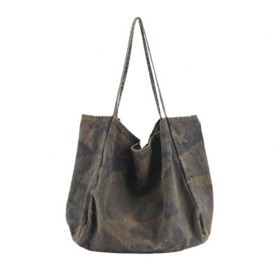 China 2021 Hot Selling Wholesale New Camouflage 16oz Cotton Canvas Handled Tote Bag for sale