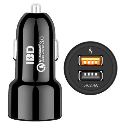 China Car Charger For Mobile Phone IBD New Product Fast Charging 3.0 Car 30w USB Electric Car Dual Charger For Mobile Phone for sale