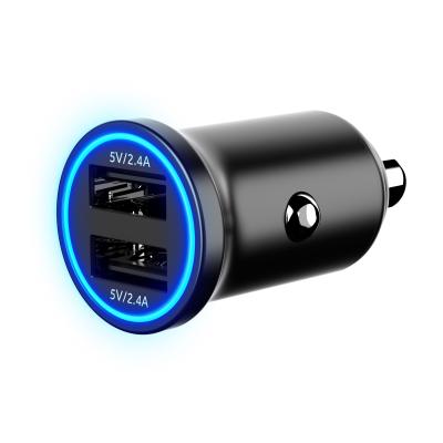 China Hotsale Mini Design 24W Car 4.8A Fast Charging Left 2 Charger Smart Cell Phone IBD Mobile Phone Usb Car Charger for sale