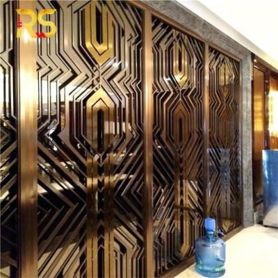 China Modern Five Start Hotel Ceiling Mounted Decorative Stainless Steel Laser Cut Screen Partition Wall Panel for sale