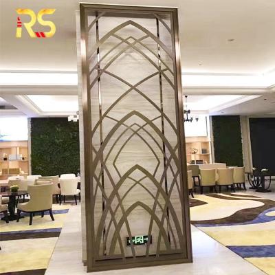 China Modern Decorative Hotel Lobby Stainless Steel Laser Cut Screen Panel Wall Partition Design for sale