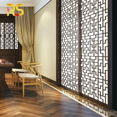 China Modern Laser Cut Decorative Stainless Steel Room Divider Screen Partition Sliding Partion Wall for sale