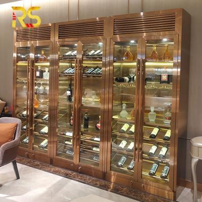 China Stainless Steel Floor Standing Wine Bottle Display Red Wine Cabinet Living Room Stocked for sale