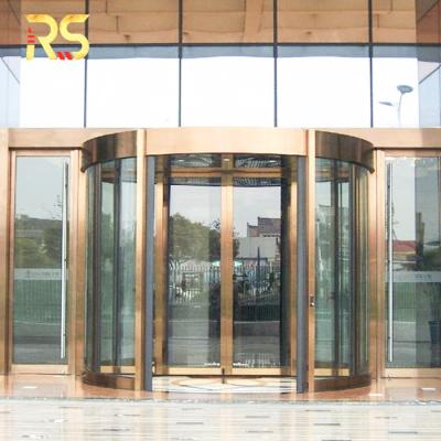 China Modern Hotel Commercial Rotating Front Steel Framed Glass Door Entrance for sale