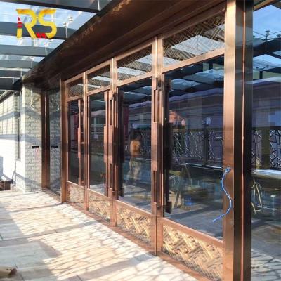 China Modern Restaurant Steel Glass Swing Doors Windows for sale