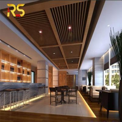 China Artistic Design Metal Wood Grain Wood Restaurant Hotel Ceilings Aluminum Ceiling Tiles for sale