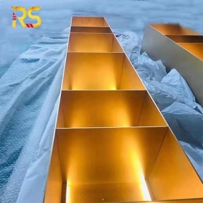 China Modern wall decoration living room stainless steel gold display stand wall display cabinet for sale