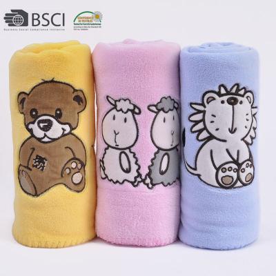 China Anti-pilling Wholesale China Embroidered Plush Printed Coral Fleece Baby Blanket for sale