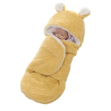 China Eco Friendly Plain Anti-pilling Cotton Sherpa Infant Baby Wrap Winter Blanket for sale