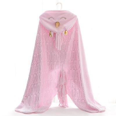 China Anti-pilling Baby Shawl Blanket And Animal Towels Blanket With Hood for sale