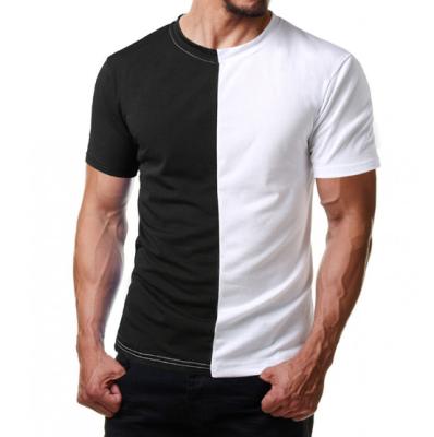 China Custom Men's Color Block Half Gray Short T Regular Sleeve T-Shirt QUICK DRY Two Men's Half White Cotton Shirt Black for sale