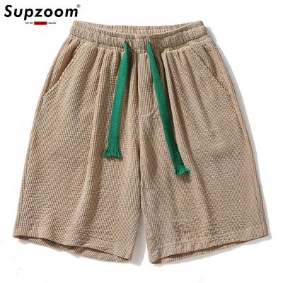 China 2022 Fashion Breathable Top Cotton New Arrival Supzoom Waist Elastic Corduroy Trend Plush Thickened Loose Leg Summer Men's Casual Shorts for sale