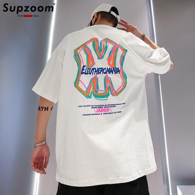 China Supzoom 2022 Fashion Short Sleeve Short T-shirt Summer Big Design Youth Cotton Breathable Upper O-neck Print Casual Hip Hop Oversized T-shirt for sale