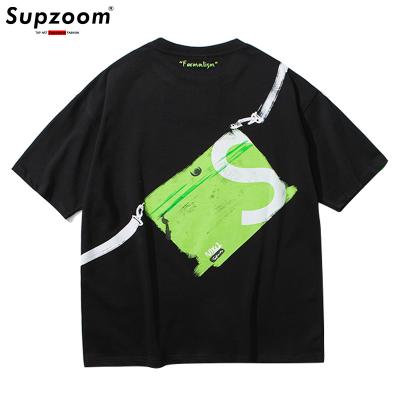 China 2022 Men's Loose T-shirt Statistical Institute O-Neck Breathable Fashion Tops Summer Supzoom Neutral Short Casual Cotton Printed T-shirt Hip Hop for sale