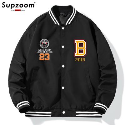 China 2022 Supzoom New Arrival Letter Rib Sleeve Top Fashion Loose Logo Breasted Bomber Casual Jacket Breathable Baseball Loose Coat for sale